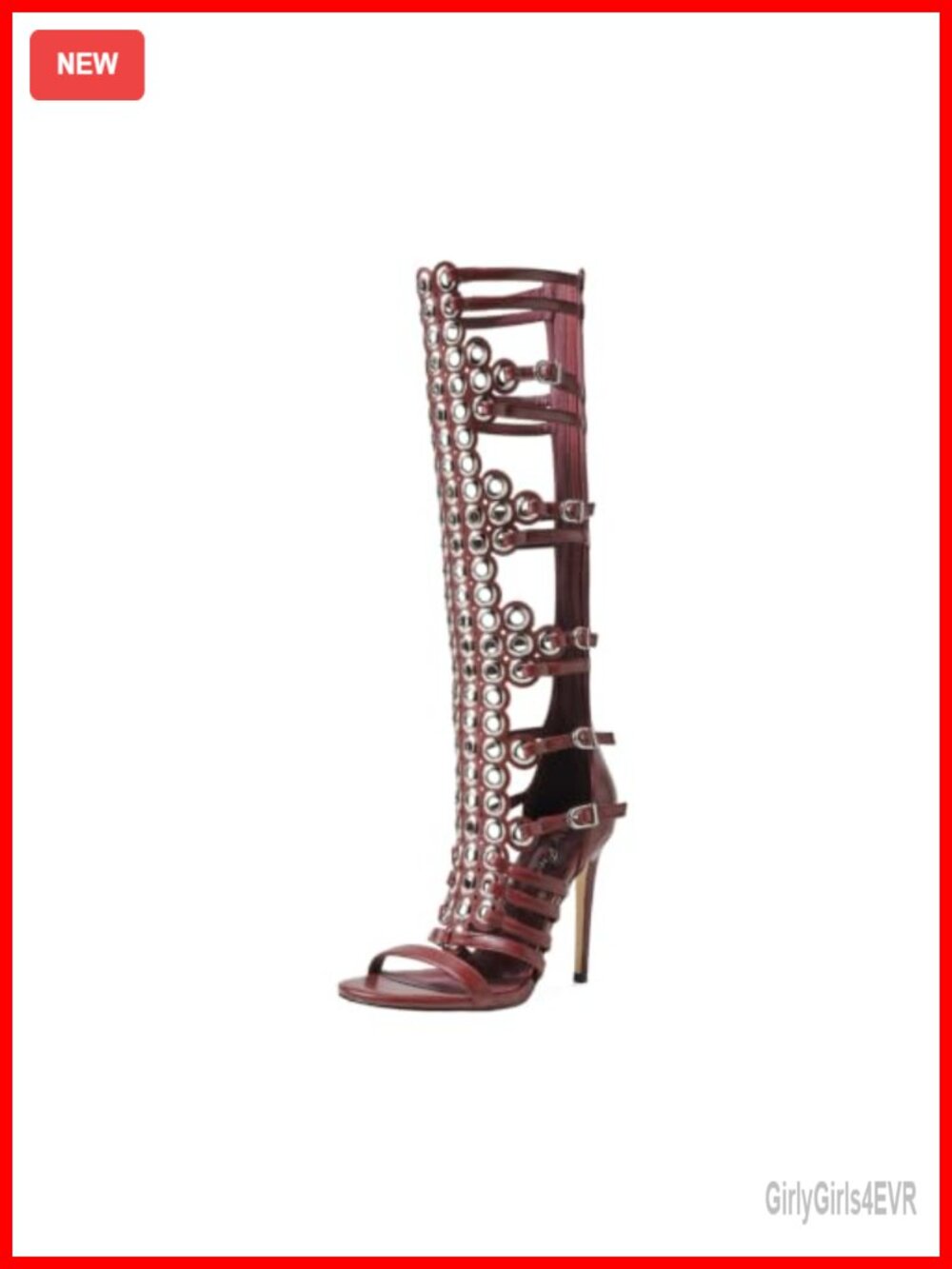 Knee High Open Toe Stiletto Heel Boots Faux Leather Metal Buckle Party Shoes